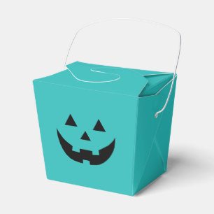 Fun teal Jack o lantern pumpkin face Halloween Favour Box
