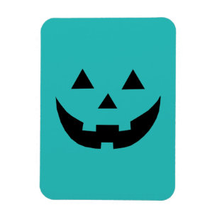 Fun teal jack o lantern pumpkin face Halloween Magnet