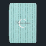 Fun Teal Turquoise Blue Glitter Stripes Monogram iPad Mini Cover<br><div class="desc">Fun Teal Turquoise Blue Glitter Stripes Monogram cover with teal blue faux glitter stripes and space for your custom monogram and name. Easy to customise with text, fonts, and colours. Created by Zazzle pro designer BK Thompson © exclusively for Cedar and String; please contact us if you need assistance, have...</div>