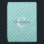 Fun Teal Turquoise Blue Glitter Stripes Monogram iPad Pro Cover<br><div class="desc">Fun Teal Turquoise Blue Glitter Stripes Monogram cover with turquoise teal faux glitter stripes and space for your custom monogram and name. Easy to customise with text, fonts, and colours. Created by Zazzle pro designer BK Thompson © exclusively for Cedar and String; please contact us if you need assistance, have...</div>