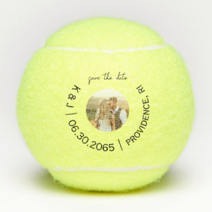 Fun Tennis Photo Wedding Save the Date Balls
