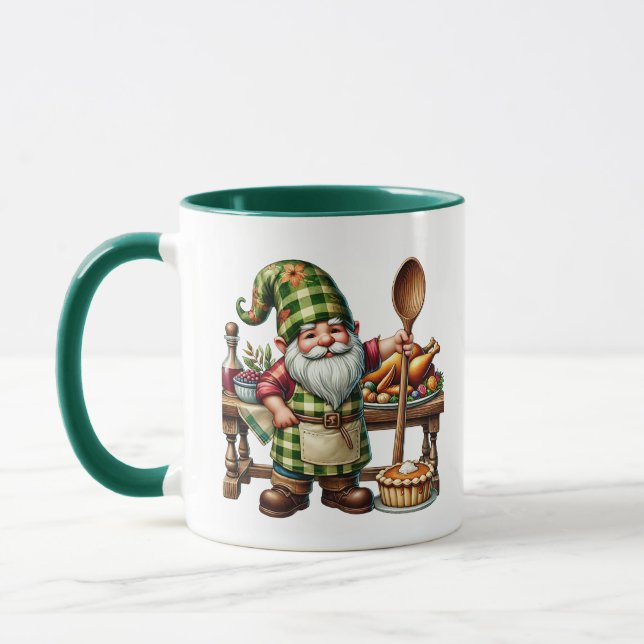 Fun Thanksgiving gnome Holiday add monogram Mug (Left)