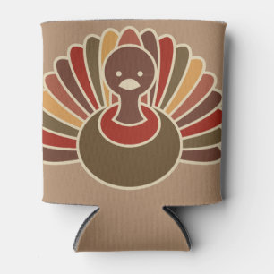 Fun Thanksgiving Turkey Cartoon Art Can Cooler
