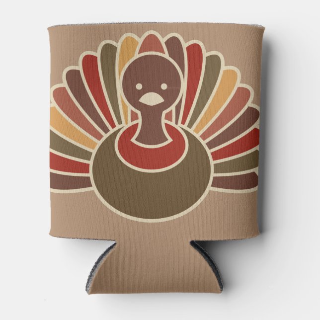 Fun Thanksgiving Turkey Cartoon Art Can Cooler (Front)