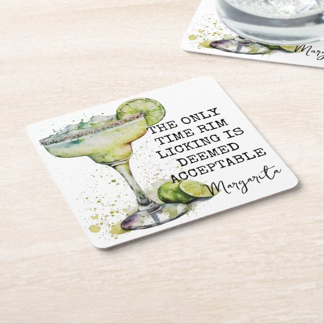 Fun The Only Time Rim Licking is Deemed Acceptable Square Paper Coaster (Angled)