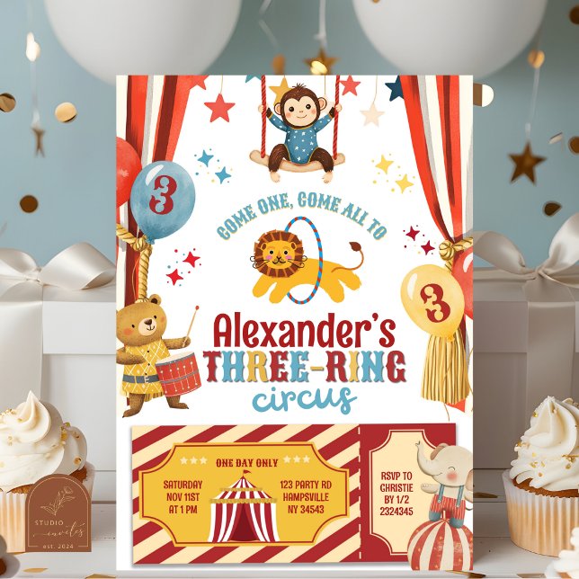 Fun Three-ring circus Birthday Invitation (Creator Uploaded)