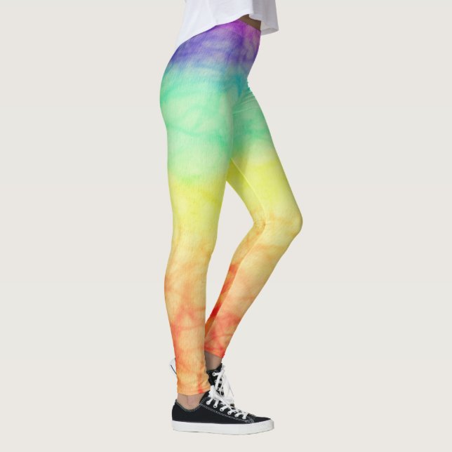 Fun Tie Dye Rainbow Yoga  Leggings (Right)