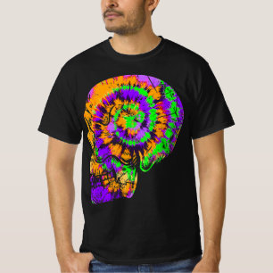 Fun Tie Dye Skull  Festive Halloween Green Purple  T-Shirt
