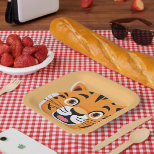 Fun tiger Face safari Wild jungle Birthday Party c Paper Plate