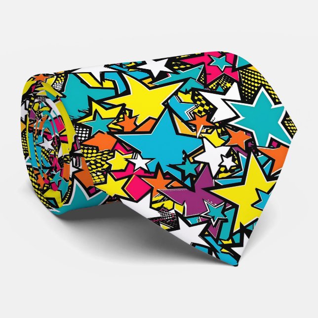 Fun tiled comic pop pattern  tie (Rolled)