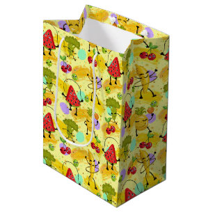 fun tiled fruit vegie pattern party  medium gift bag