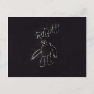 Fun time happy good chalk board Robot Postcard