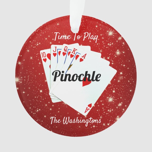 Fun Time to Play Pinochle Red Ornament (Front)