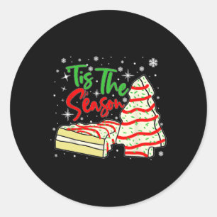 Fun Tis The Season Design Christmas Tree Cakes Deb Classic Round Sticker