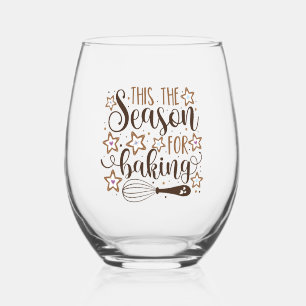 Fun 'Tis the Season for Baking Design Stemless Wine Glass