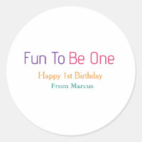 fun to be one 1st birthday rainbow name date colou