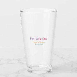 fun to be one 1st birthday rainbow name date colou glass