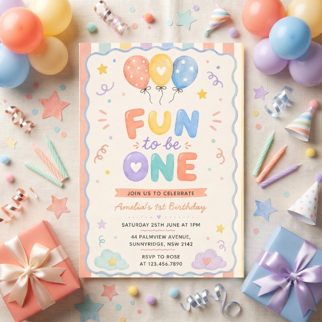 Fun to be One Birthday Colourful Invitation (Creator Uploaded)