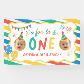 Fun To Be One Boy Colourful 1st Birthday Banner