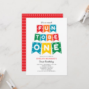 Fun To Be One Colourful 1st Birthday  Invitation