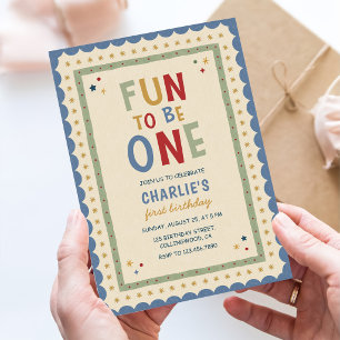 Fun to Be One Colourful 1st Birthday Invitation