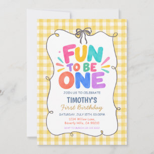 Fun to Be One Colourful 1st Birthday Invitation