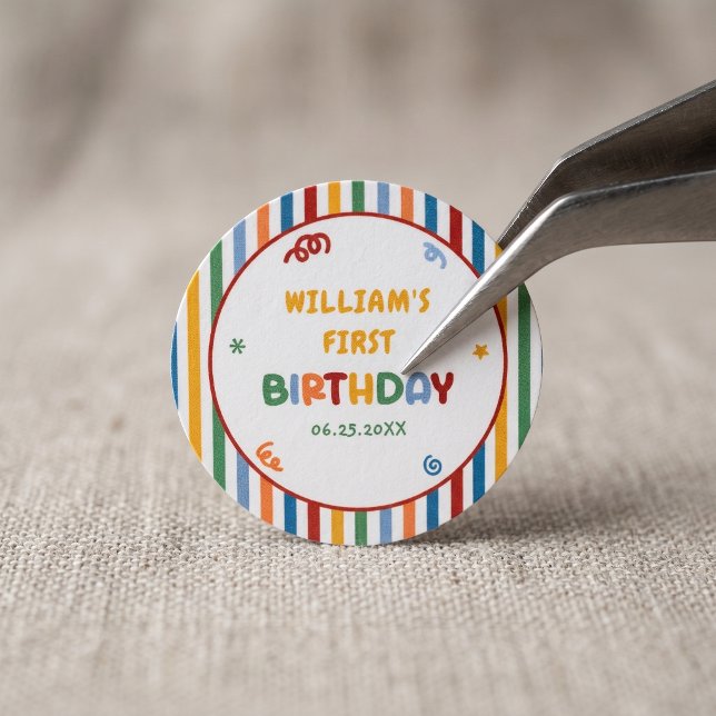 Fun To Be One Colourful Birthday Classic Round Sticker (Creator Uploaded)