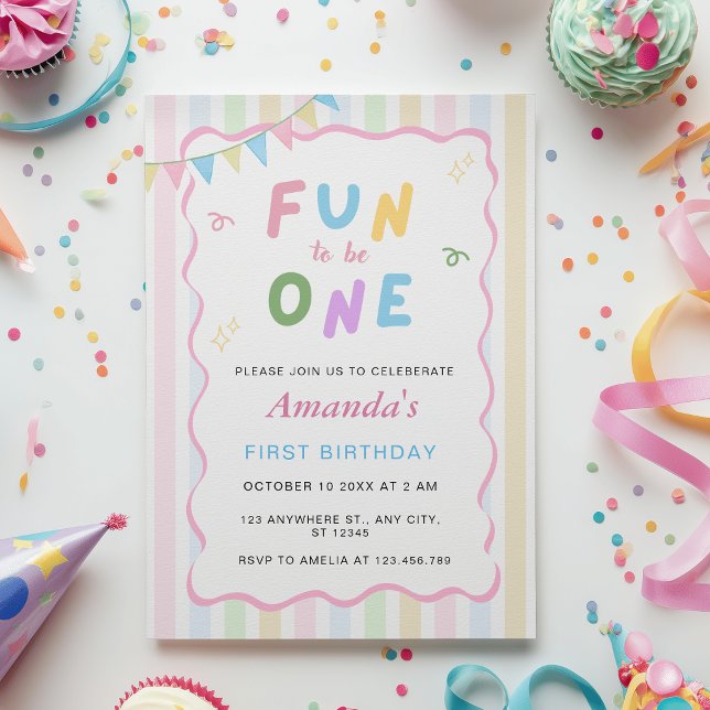 Fun to Be One First Birthday Invitation (Creator Uploaded)
