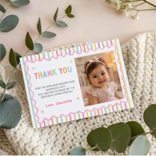 Fun To Be One Girl 1st Birthday Thank You Card