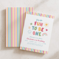 Fun To Be One Girls Colourful 1st Birthday