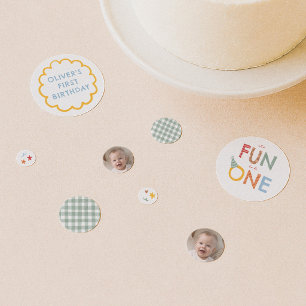 Fun To Be One Photo Colourful 1st Birthday Party Confetti