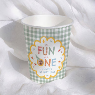 Fun To Be One Photo Colourful 1st Birthday Party Paper Cups