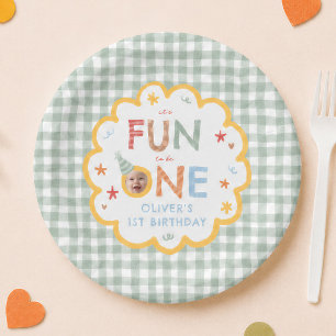 Fun To Be One Photo Colourful 1st Birthday Party Paper Plate