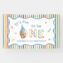 Fun To Be One Retro Colourful Boy 1st Birthday