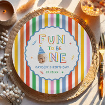 Fun To Be One Retro Colourful Boy 1st Birthday