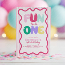 Fun to be One! Striped Colorful 1st Birthday