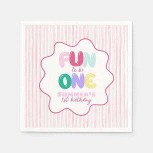 Fun to be One! Striped Colourful 1st Birthday Napkin