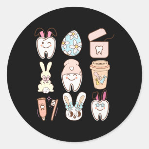 Fun Tooth Bunny Dentist Easter Dental Assistant Ea Classic Round Sticker