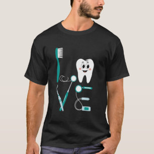 Fun Toothbrush and Floss Dental Love Design for Sm T-Shirt