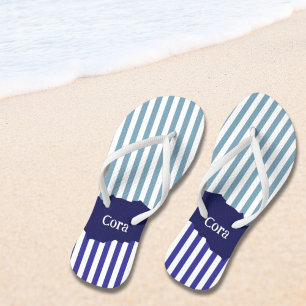 Fun Torn Stripes Blue Layered Name Jandals
