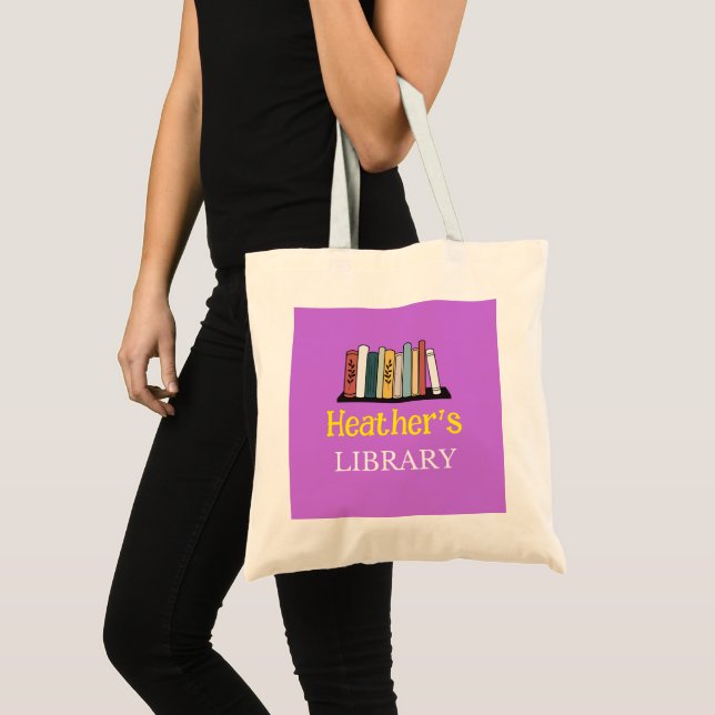 FUN! Tote Bag - Library -  Personalised - Add Name (Front (Product))