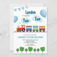 Fun Train Chugga Chugga Two Two Second Birthday