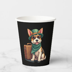 Fun Traveling Dog with Bag Graphic for Suitcase Lo Paper Cups