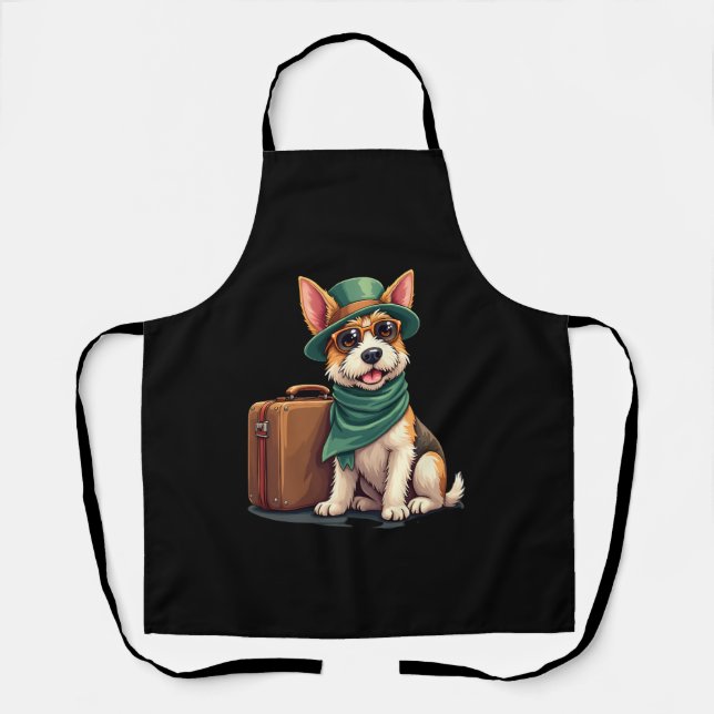 Fun Travelling Dog with Bag Graphic for Suitcase L Apron (Front)