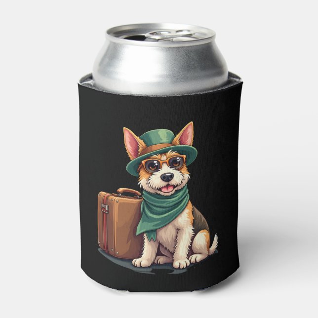 Fun Travelling Dog with Bag Graphic for Suitcase L Can Cooler (Can Front)