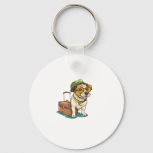Fun Travelling Dog with Bag Graphic for Suitcase L Key Ring