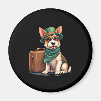 Fun Travelling Dog with Bag Graphic for Suitcase L Magnet