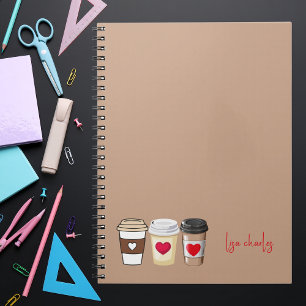 Fun Trendy Coffee Modern Monogram Notebook