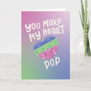 Fun, trendy pop-it heart fidget toy Valentine Card