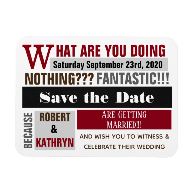 Fun & Trendy "Save the Date" Wedding Magnet (Horizontal)